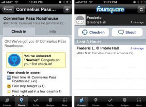 Screenshot of Foursquare SM on the iPhone